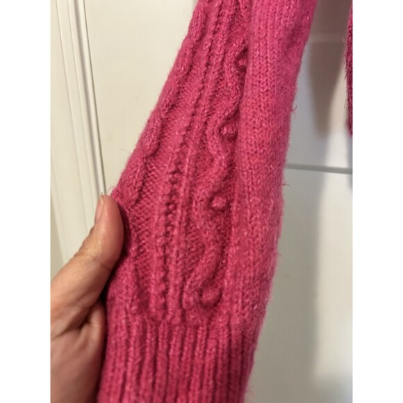 Free People Everyday Cloud Hot Pink pullover Cable Knit Soft Sweater size Small - Picture 5 of 8
